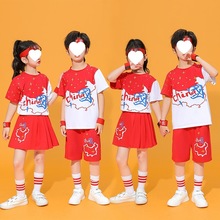儿童演出服幼儿园舞蹈国潮汉服印花短袖中国风小学生运动会服灗钃