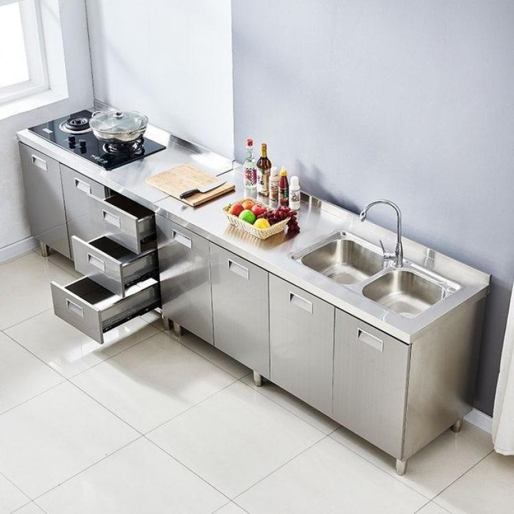 柜碗柜不锈钢柜小橱柜家用小型厨房柜子储物柜带门碗柜碗橱整体经济型