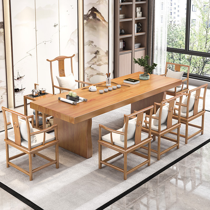 新中式实木大板木茶桌整木长桌子茶桌禅意整板茶水桌泡茶台原木