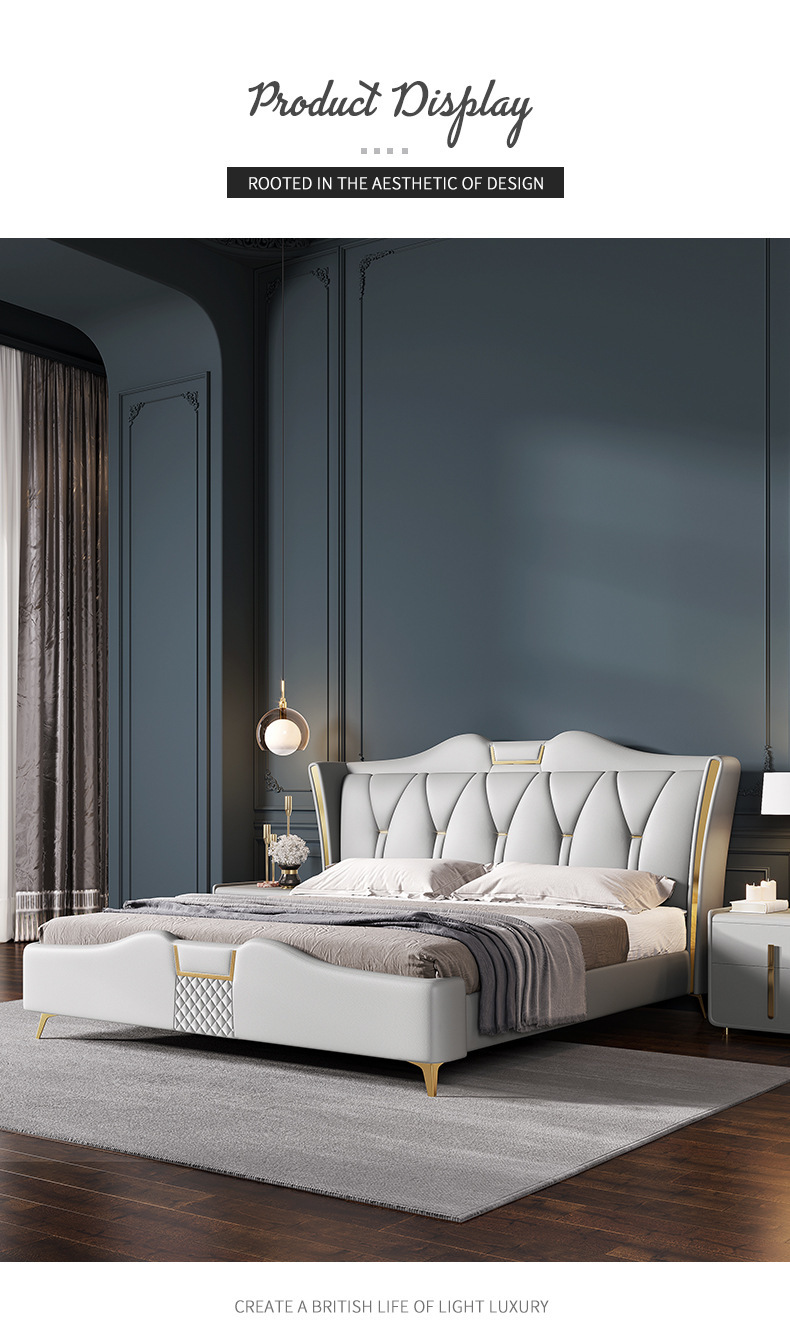 轻奢床主卧豪华大床现代简约风真皮软包床高端大气婚床卧室双人床