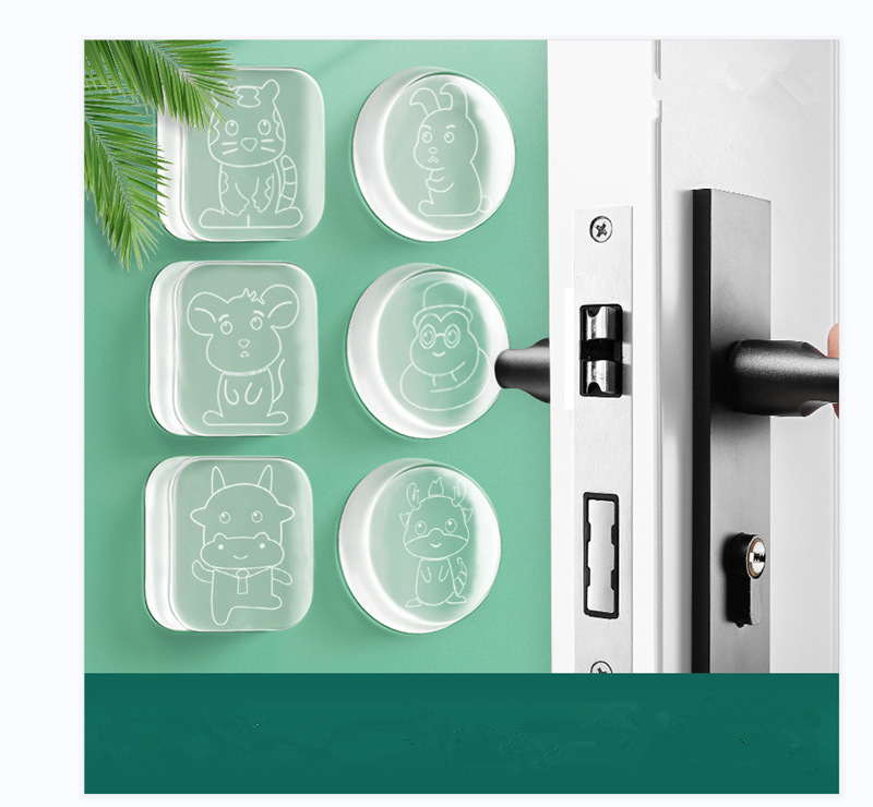 现货卡通透明硅胶防撞贴 冰箱柜门把手缓冲垫 家用墙面保护防撞贴