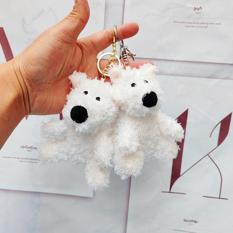 West Highland Puppy Doll Plush Pendant Cute Couple Bag Ornaments Grab Machine Small Gift Toy Wholesale