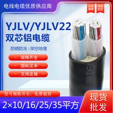 铝电缆2芯YJLV 2*10 2*16 2*25 2*35平方国标双芯两相铝芯电缆线