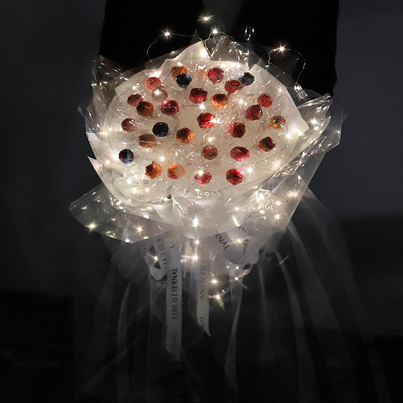 发光彩虹棒棒糖花束diy手工材料全套包装纸自制创意生日礼物儿童