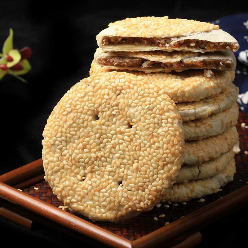衡阳产酥薄月400g桂花芝麻味传统老式糕点手工中秋月饼小吃零食