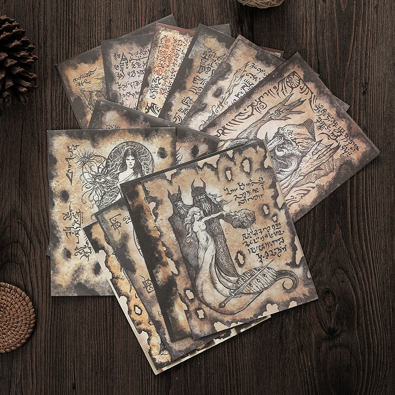 暗黑系恶灵素材12张双胶纸复古素材手帐素材纸手账装饰相册diy