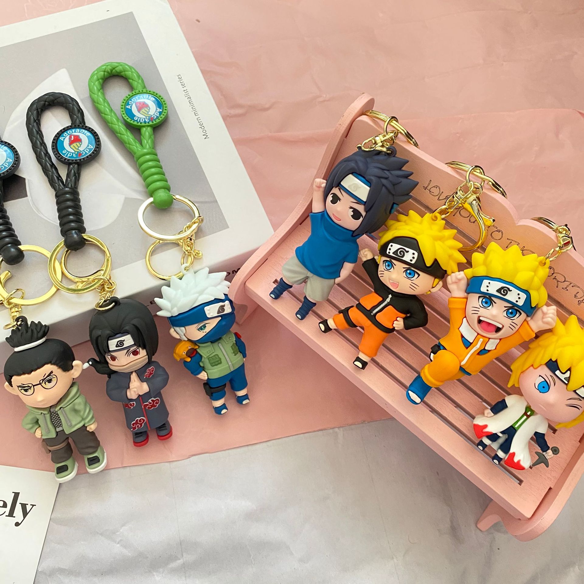 Anime Naruto Keychain Cartoon Naruto Kakashi Doll Bag Pendant Car Key Chain Small Gift