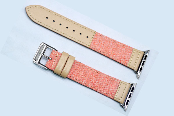 apple watch 手表带牛仔布真皮撞色帆布iwatch表带适用苹果手表带