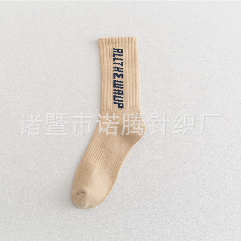 Autumn and Winter New Letter Socks Thickened Mid-Calf Socks Pure Cotton European and American Trendy Socks Terry Socks Men's Winter Warm