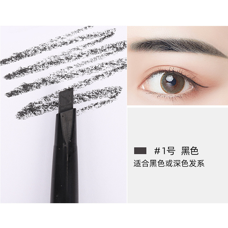 Factory Direct Sales Double-Headed Eyebrow Pencil Dual-Purpose Automatic Waterproof Rotation Sweatproof with Brush Double-Headed Rotate Eyebrow Pencil Eyebrow Pencil with Plastic Seal