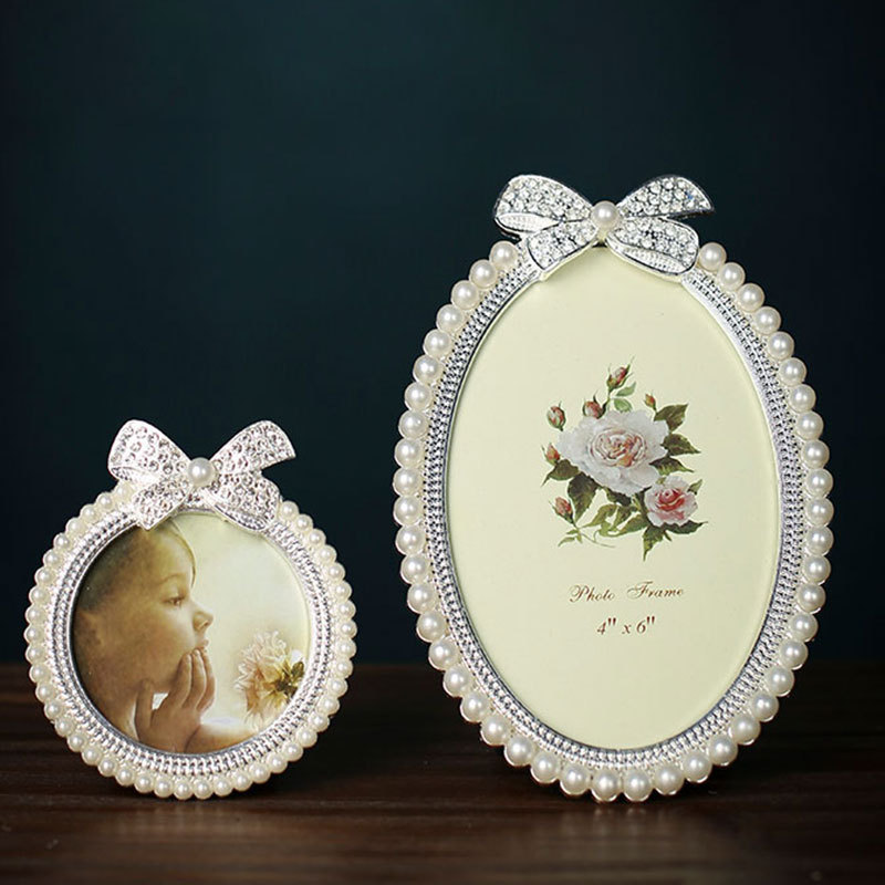 3-Inch 6-Inch 7-Inch Pearl Metal Photo Frame Rhinestone Pearl Decoration Wedding Photo Photo Frame Birthday Gift Decoration X14