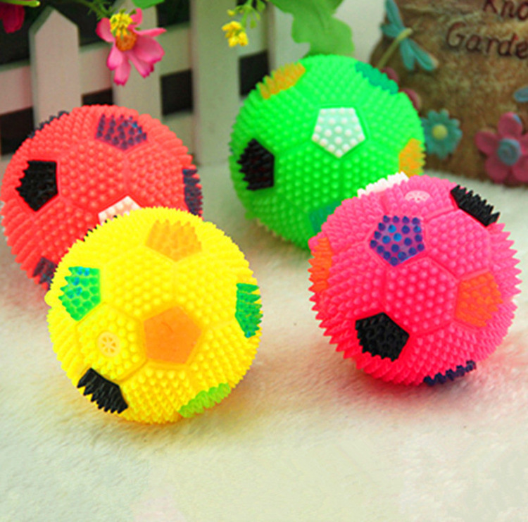 Children's Creative Glow Whistle Football Flash Sound Pinch Massage Ball Bb Called Barbed Ball Stall Toys Wholesale