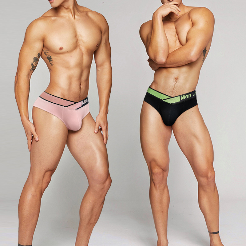 Pump New Men's Underwear Large V Belt Sexy Briefs Laser Gradient Youth Comfortable U Convex Low Waist Panties