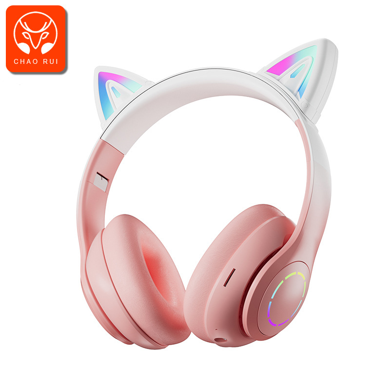 New Stn07 Cat Ear Bluetooth Headphone Head-Mounted 5.3 Wireless Sports Student Cute Gaming Headset Headset