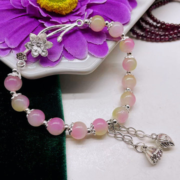 新中式莲花手链中国风复古串珠手串时尚两世欢手饰女学生半镯手串