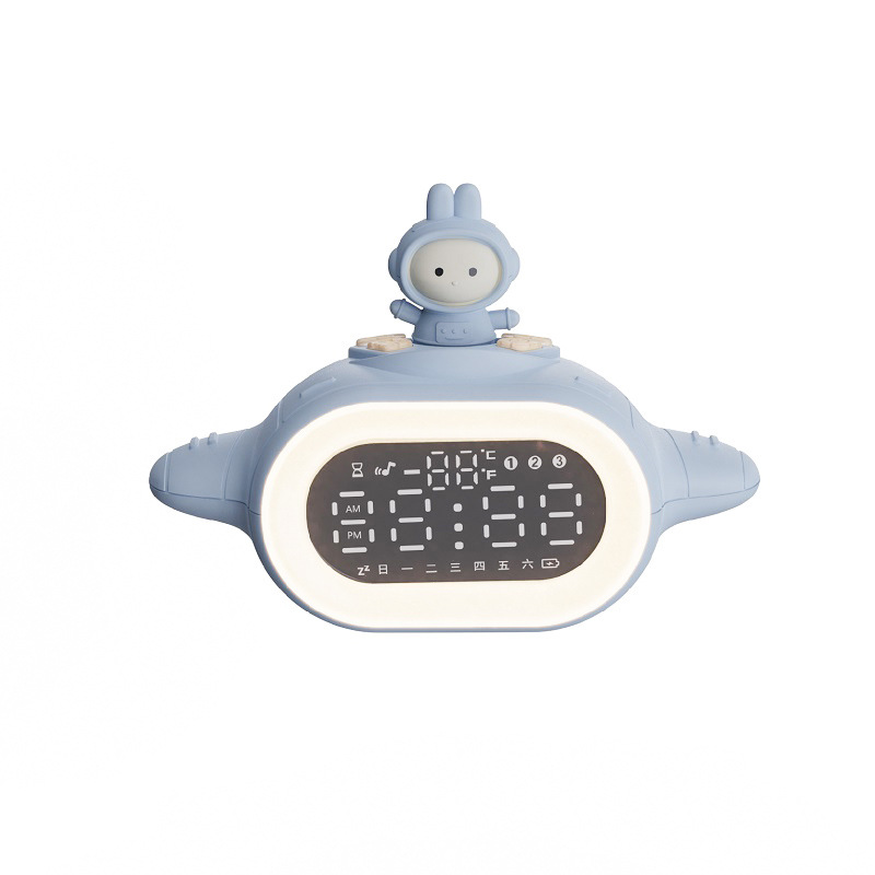 Bill Rabbit Spaceship Night Light Alarm Clock Student Only Alarm Clock Multi-Function Mini Program Voice Control Bedside Electronic Clock