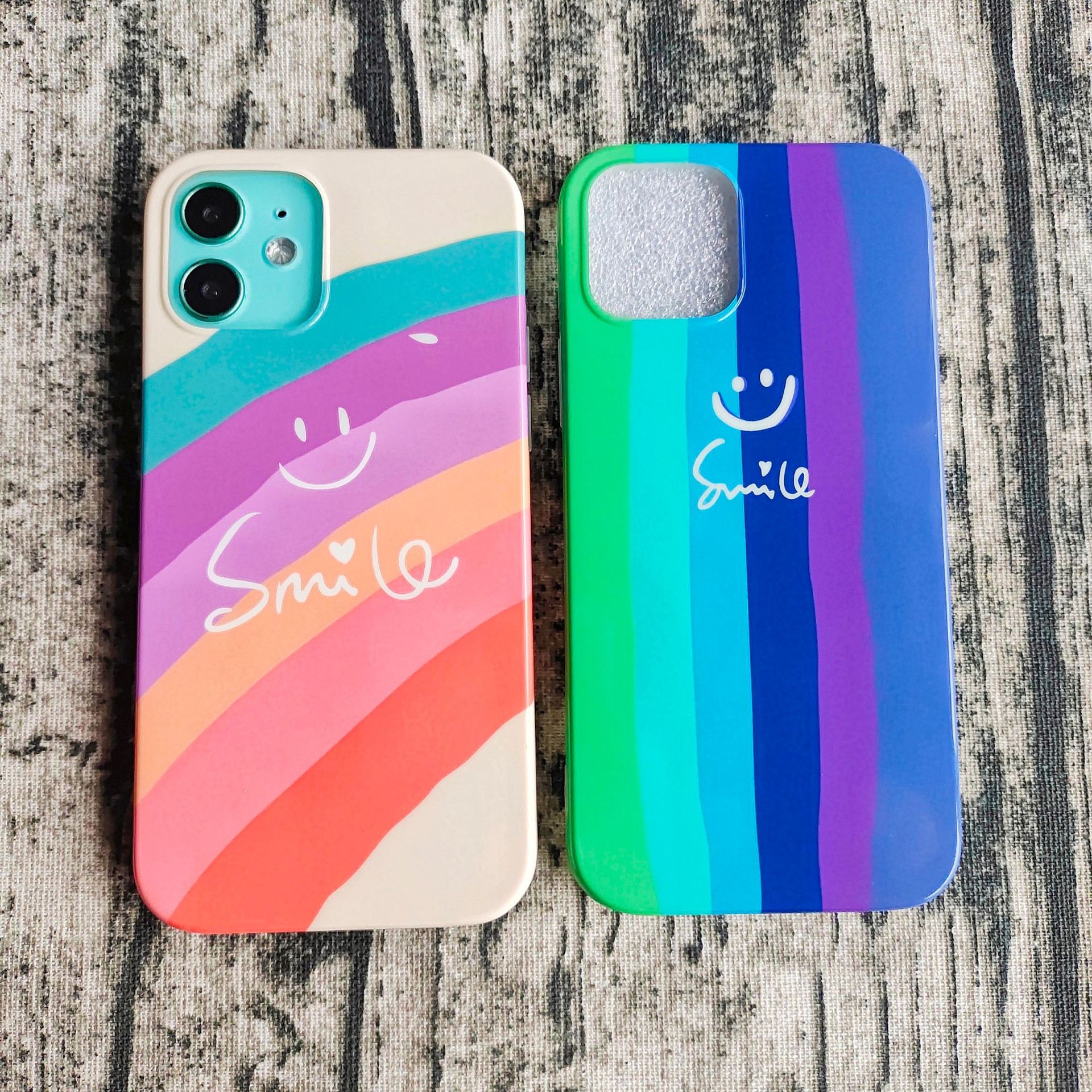外贸彩虹笑脸适用苹果12手机壳tpu手机套 工厂批量手机壳硅胶套