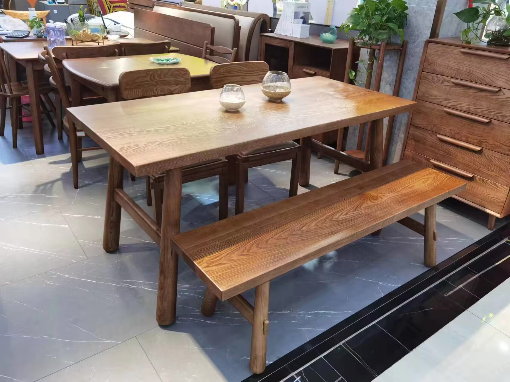 皇太家具 原木大板直拼餐桌桌面厚4.8cm厚重款吃饭桌子可做茶桌