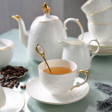 浮雕描金骨瓷咖啡杯一对 网红情侣对杯 小精致下午花茶杯结婚礼物