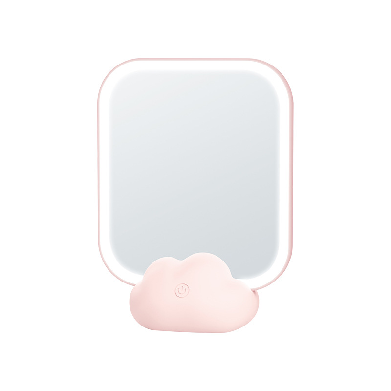 Makeup Mirror with Light L Cloud Pet Desktop Fill Mirror Ins Style Home Dormitory Desktop Portable Small Dressing Mirror