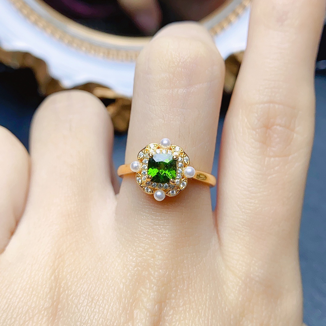 天然爆款橄榄石戒指s925银女饰主石5*7热销跨境一件代发-阿里巴巴