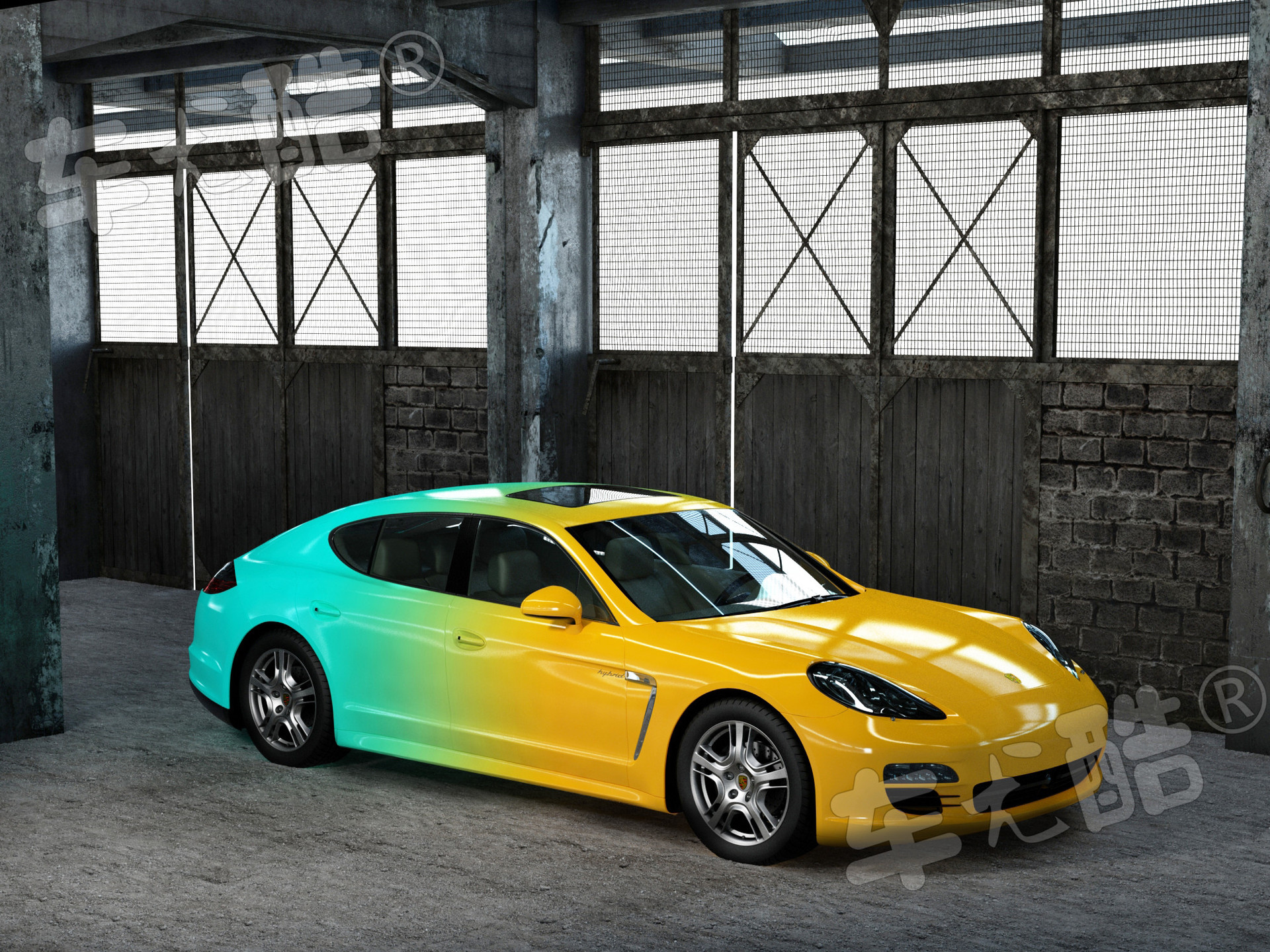 彩绘膜汽车改色膜 汽车涂鸦膜 个性改装车 渐变彩绘 汽车贴膜贴纸