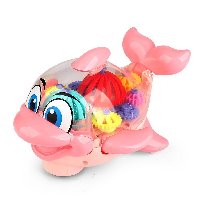 Factory in Stock Children's Electric Gear Universal Little Dolphin Cool Light Music Gear Fish Toy Stall Wholesale