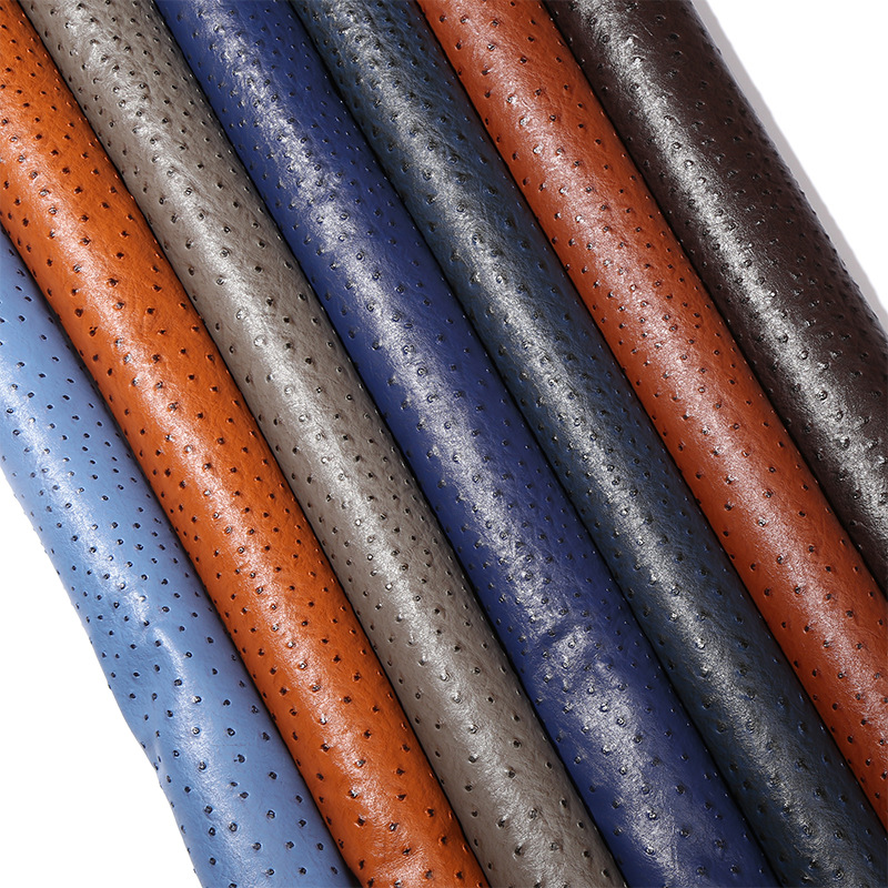 厂家直供喷涂驼鸟纹pvc皮革箱包皮质面料沙发坐垫人造革服装辅料