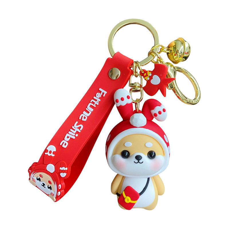 Genuine Festive Lion Rabbit Keychain Cartoon Shiba Inu Doll Key Chain Couple Package Pendant Gift Hanging Ornaments