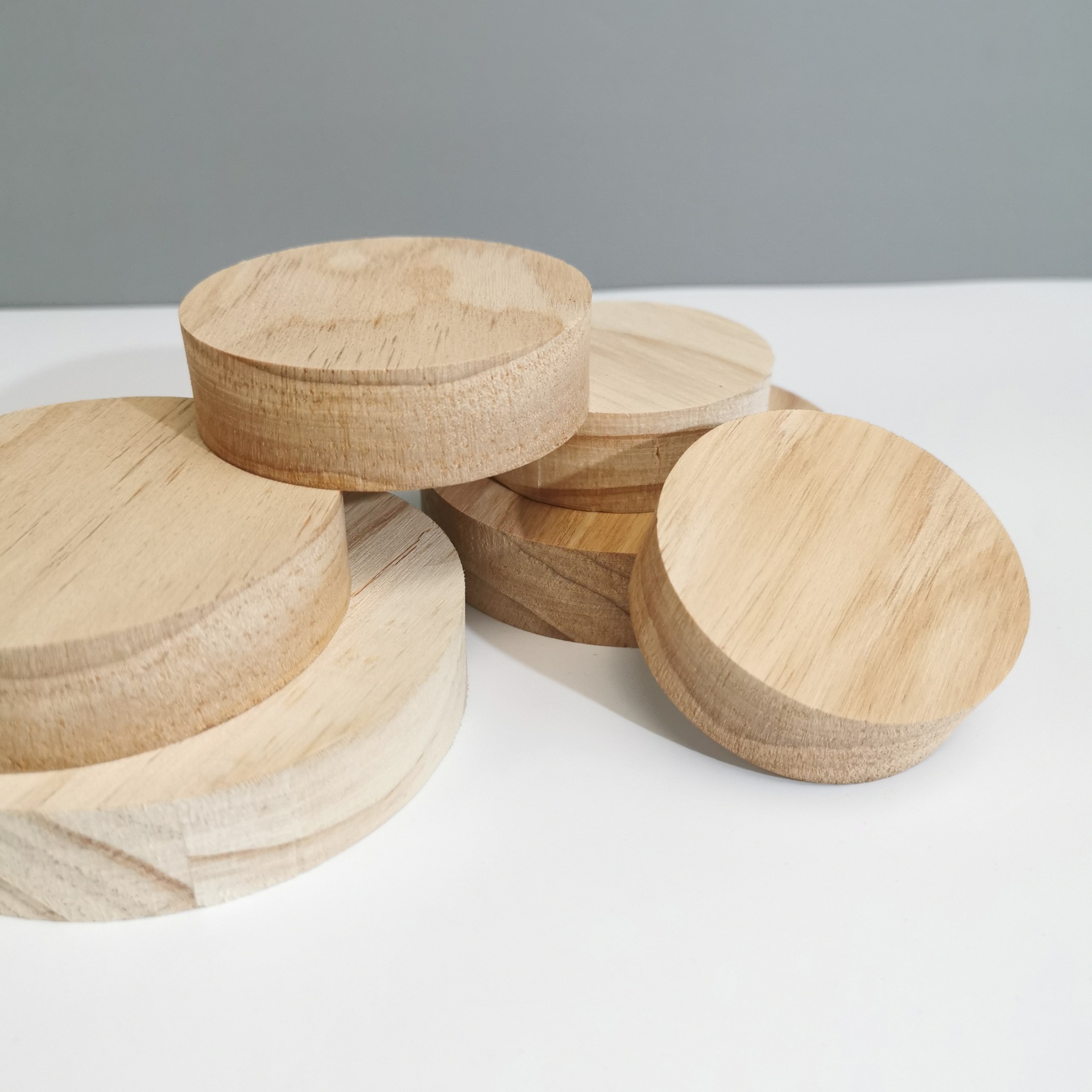 圆形桐木块松木块实木薄木片板diy手工制作模型材料打孔定制