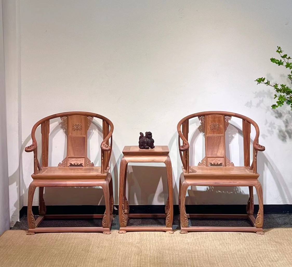 缅甸花梨大果紫檀皇冠椅三件套老板椅办公椅清式明式家具-阿里巴巴