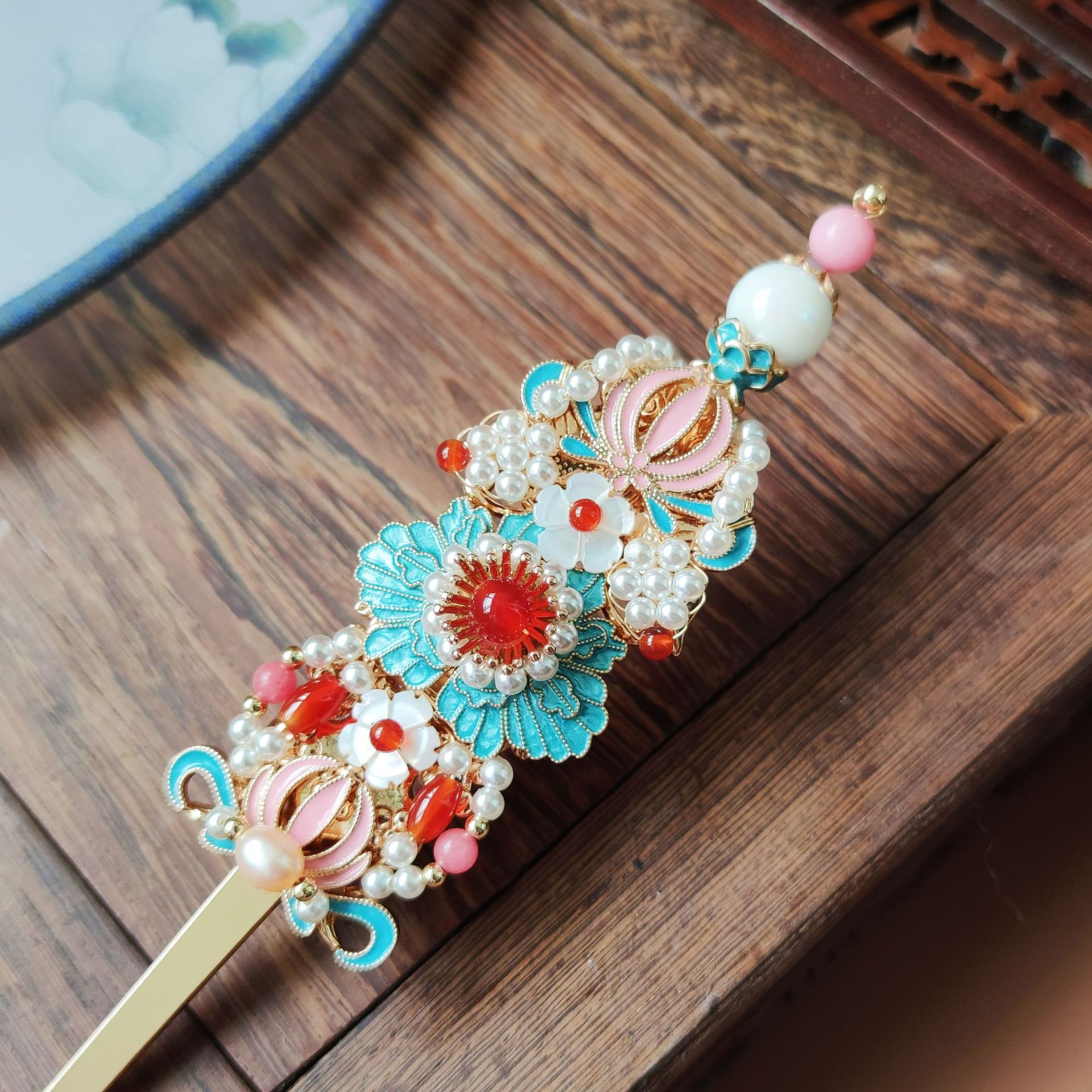 伊洛传芳手工制作保色铜高档烧蓝发簪汉服配饰古风饰品古装头饰