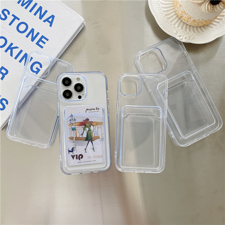 可以放卡片的适用iphone12pro/max苹果13手机壳x卡套xr透明7情侣8