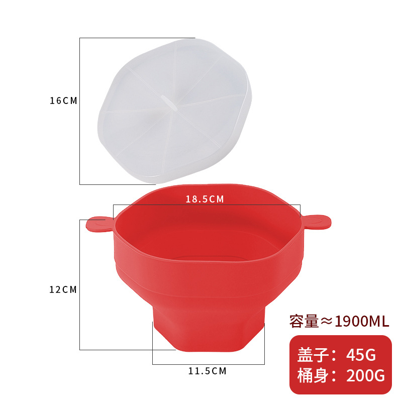 American Silicone Popcorn Bucket Microwave Oven High Temperature Resistant with Lid Retractable Pet Bowl Reusable Instant Noodle Bowl