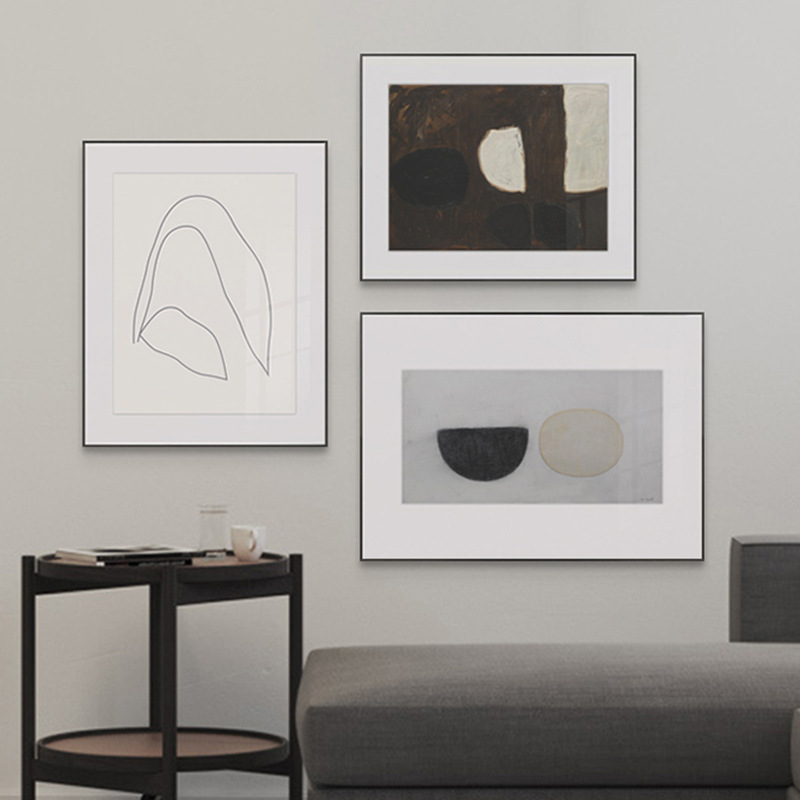 威廉斯科特黑白灰抽象色块艺术画小众几何挂画挂画餐厅三联装饰画