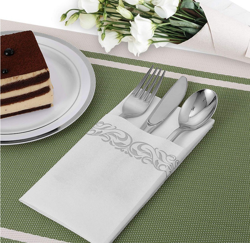 30*40cm一次性西餐纸巾高档刀叉勺餐巾纸无尘纸烫金银玫瑰金纸巾