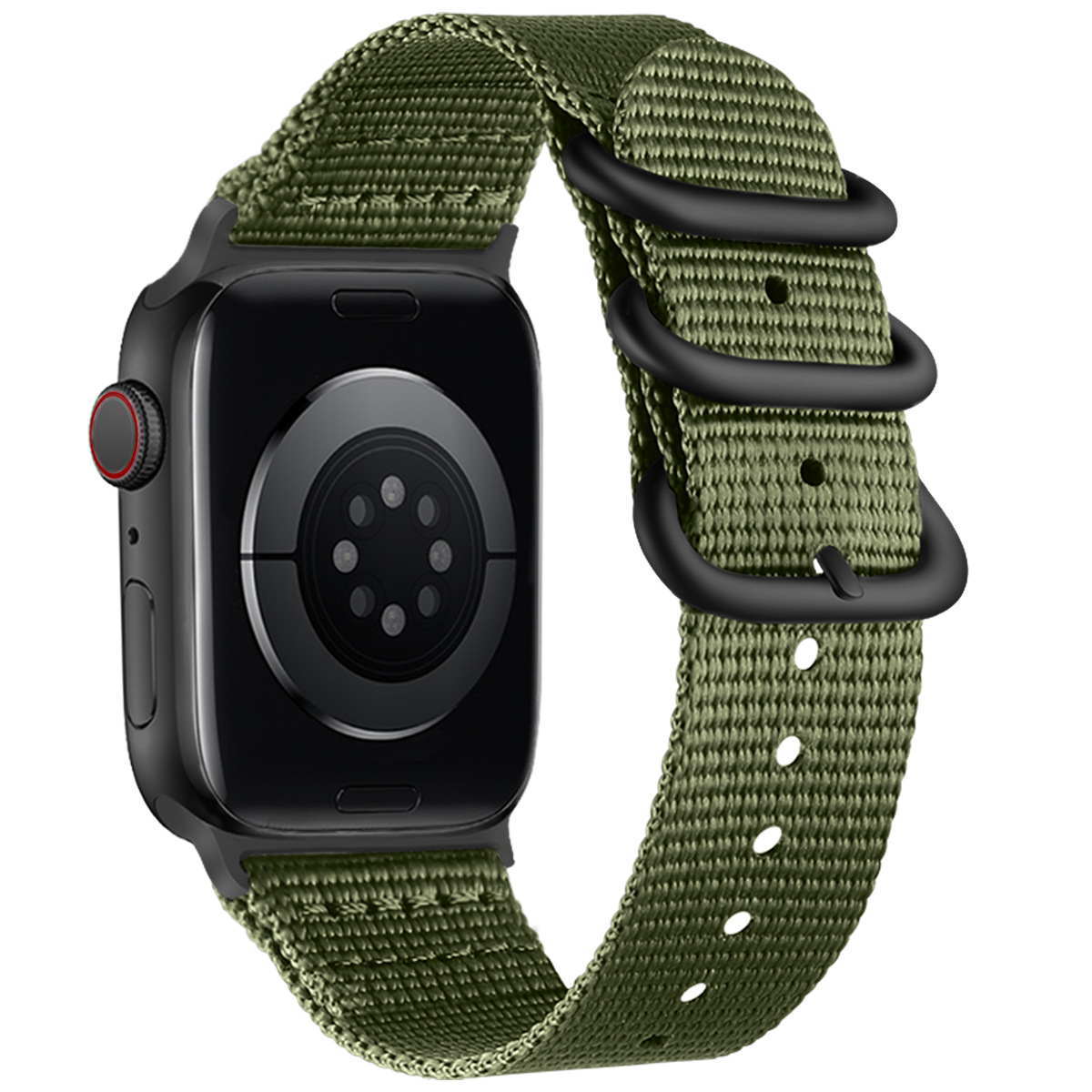 Suitable for Apple Watch AppleWatch Nylon Woven Iwatch5678 Three-Ring Buckle Two-Section NATO Adjustable