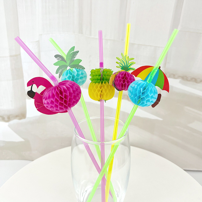 in stock hawaii theme party decoration drink straw disposable colored and shaped elbow cocktail straw