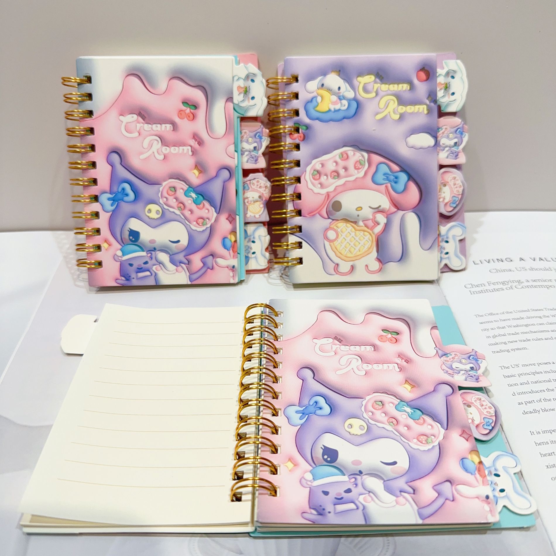 New Sanliou Coil Notebook Acrylic Cartoon Pendant Notebook Girl Heart 3D Expansion Notepad Journal Book