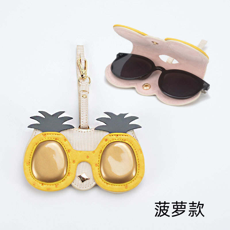Tiktok Same Style Glasses Case Street Glasses Case Spot Sunglasses Case PU Leather Sunglasses Bag Hook Pendant