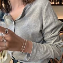925银回形针手镯女开口小众设计冷淡风网红复古手环饰品网红