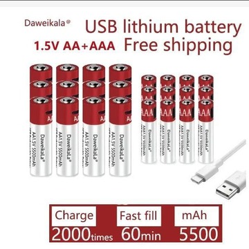 5vaa usb口充电锂离子电池1.5vaa 5500mah锂离子电池-阿里巴巴