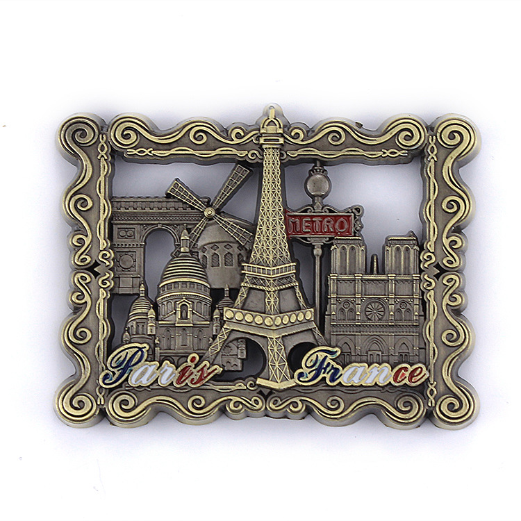 France Paris Metal Refrigerator Stickers Tourist Souvenir Zinc Alloy Fridge Magnet Customized Gift