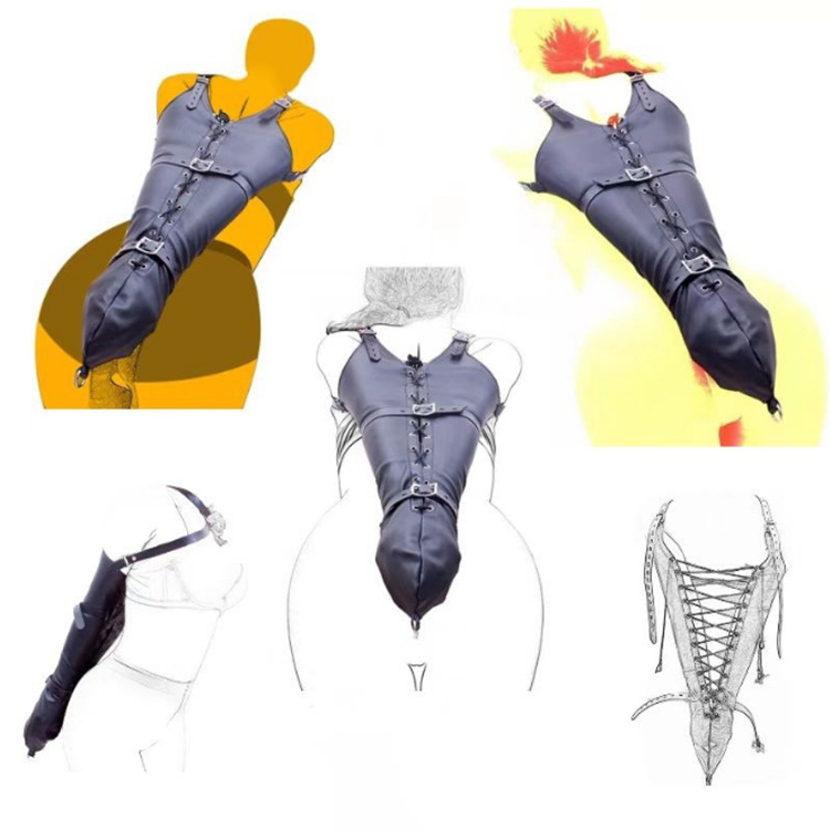 sm成人情趣性爱用品皮革单手套反手拘束衣束缚衣欧式新款系带捆绑