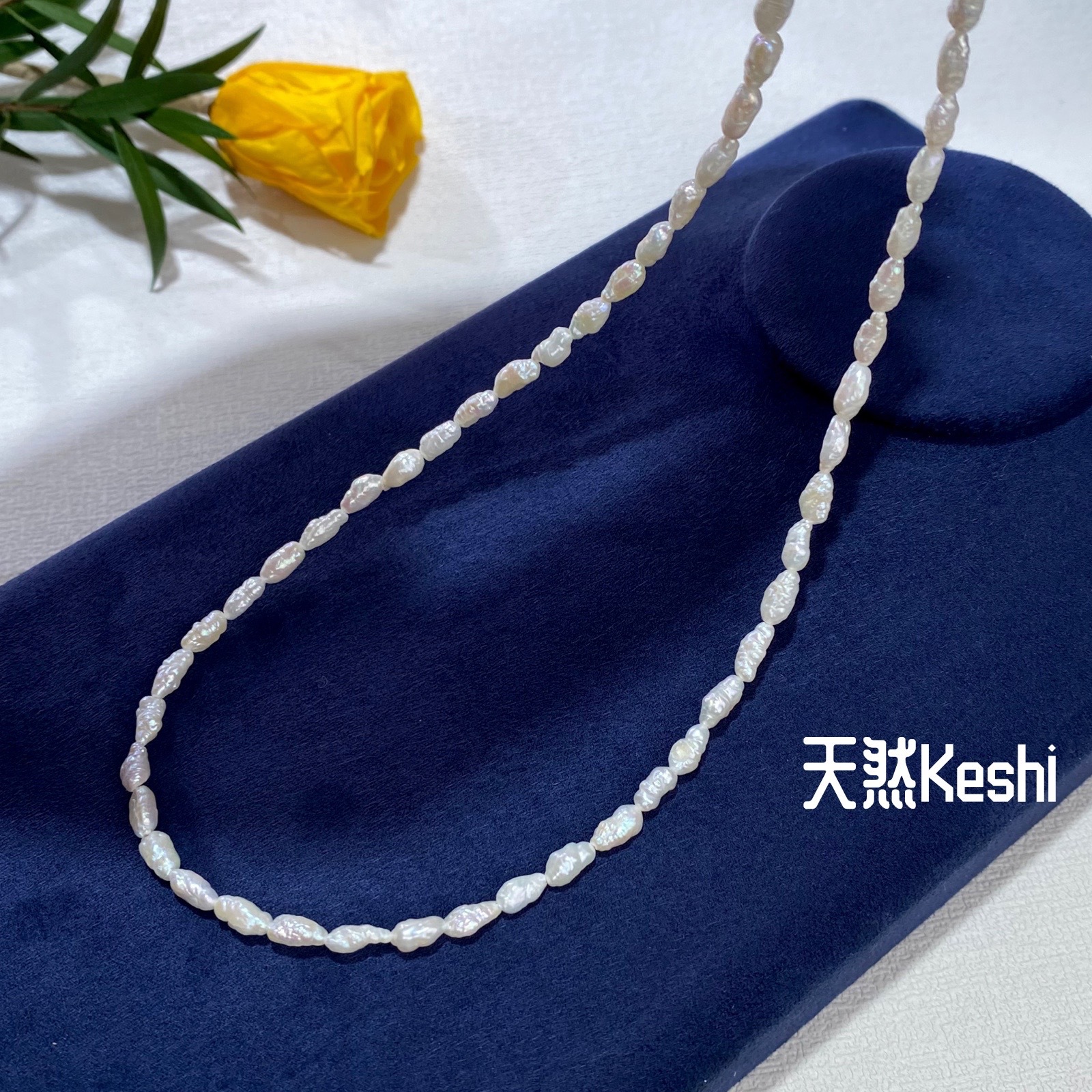 天然巴洛克异形轻奢全珠天然珍珠毛衣链女白色keshi碎石纯银项链