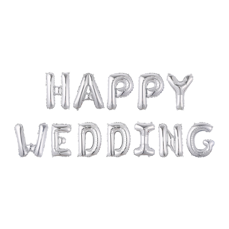 Factory Direct Sales Happy Wedding Happy Wedding Aluminum Film Set Cross-Border 16-Inch Letter Aluminum Film Balloon