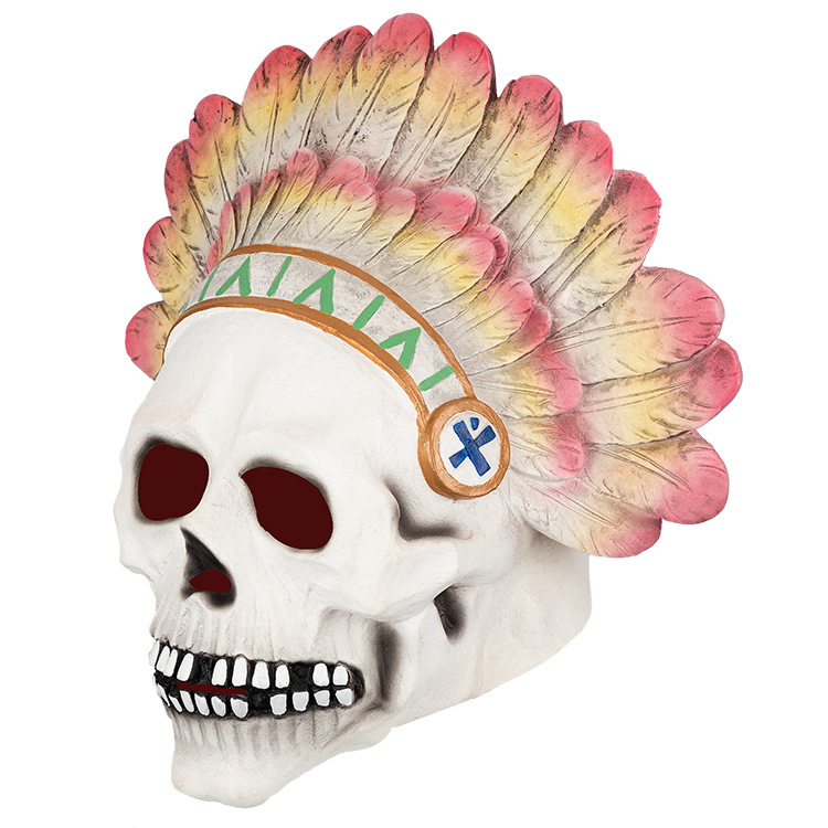 万圣节面具乳胶头套印第安酋长同款头套扮演cos化妆舞会扮演道具