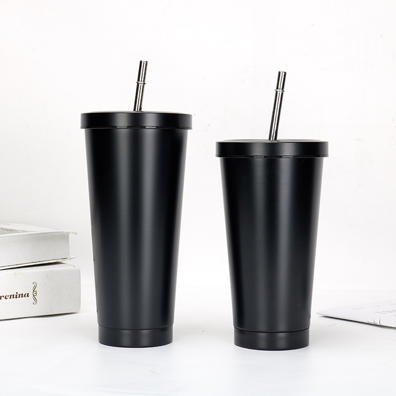 304 Stainless Steel Cup with Straw Fashion Car Portable Coffee Cup Advertising Gift Cup Cross-Border Straw Cup