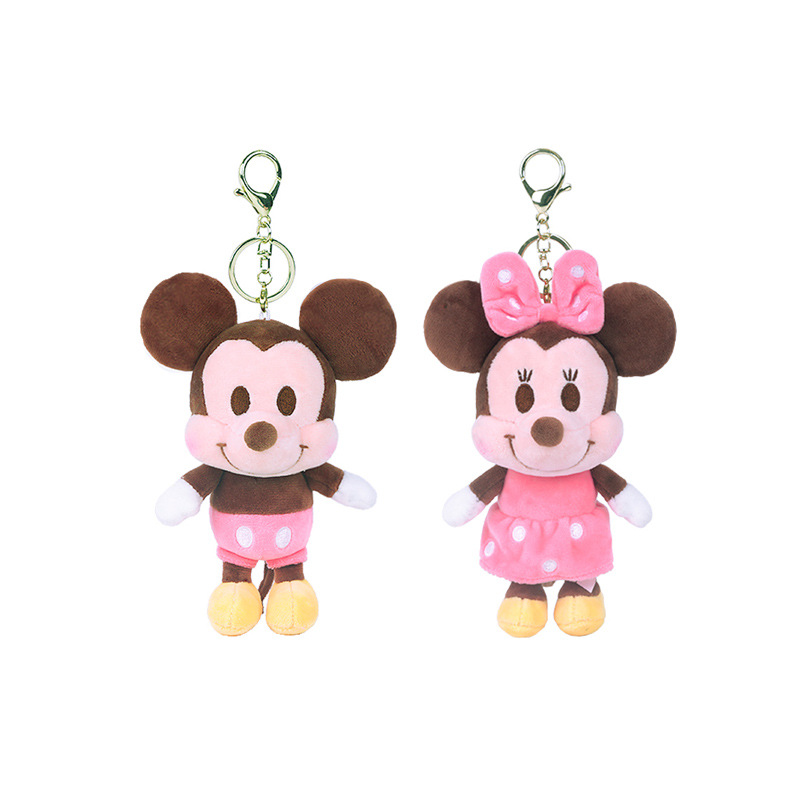 迪士尼q版米奇米妮毛绒公仔挂饰钥匙扣15cm挂包包毛绒玩偶挂件