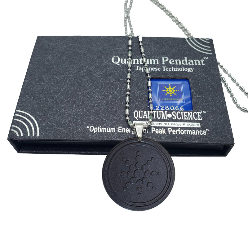 quantum pendant圆形棉绳太阳火火山石吊坠黑色礼盒项链百搭饰品